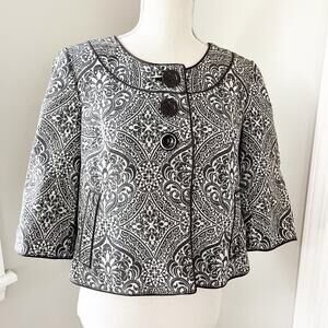 Ann Taylor Cropped Brown Damask Jacket